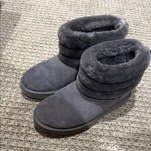 UGG Women's Short Shearling Cuff Boots - Charcoal Gray